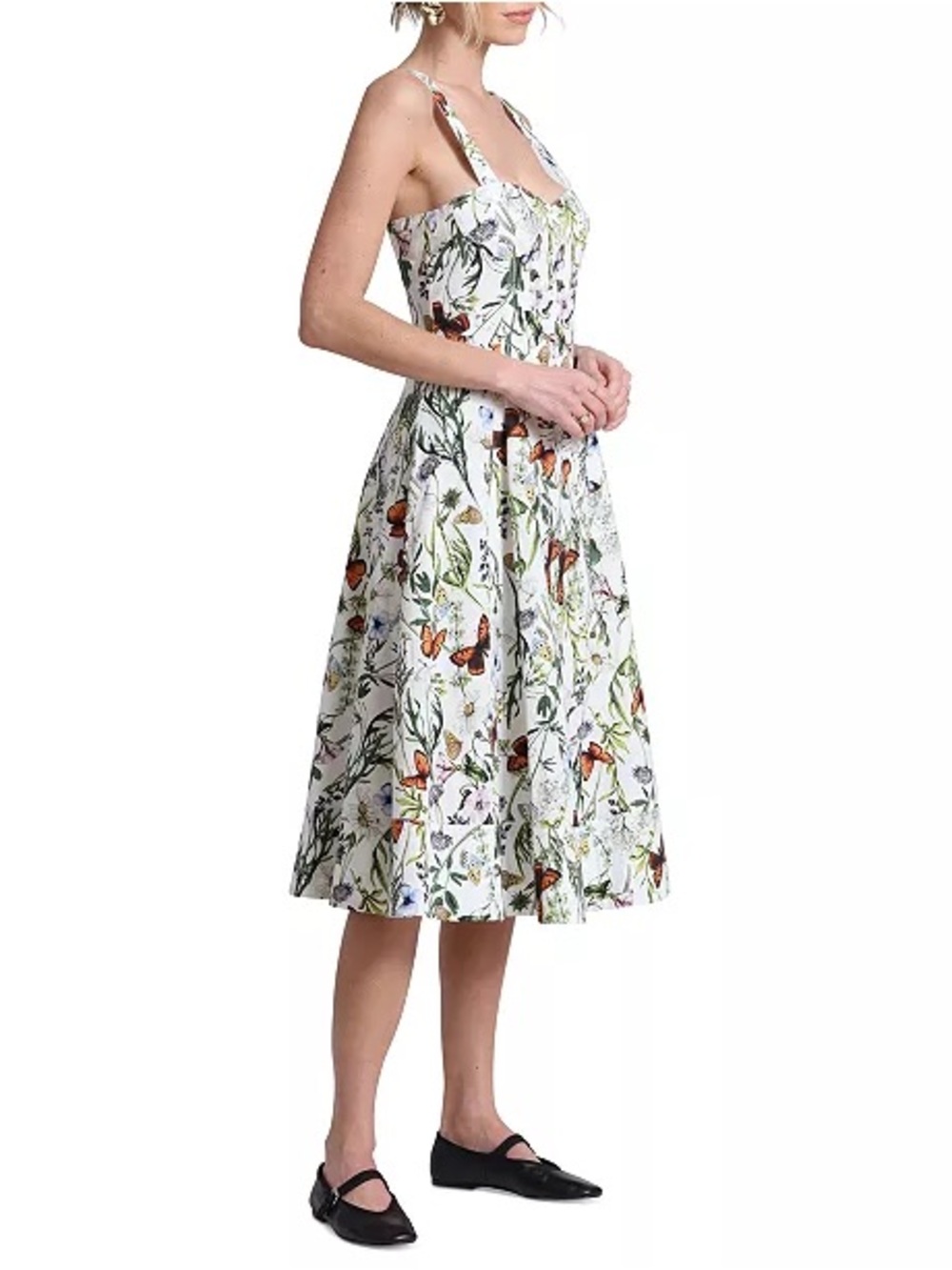 Avec Les Filles Butterfly Floral Botanical Fit Flare Midi Dress 12 Wedding Guest - Picture 3 of 16